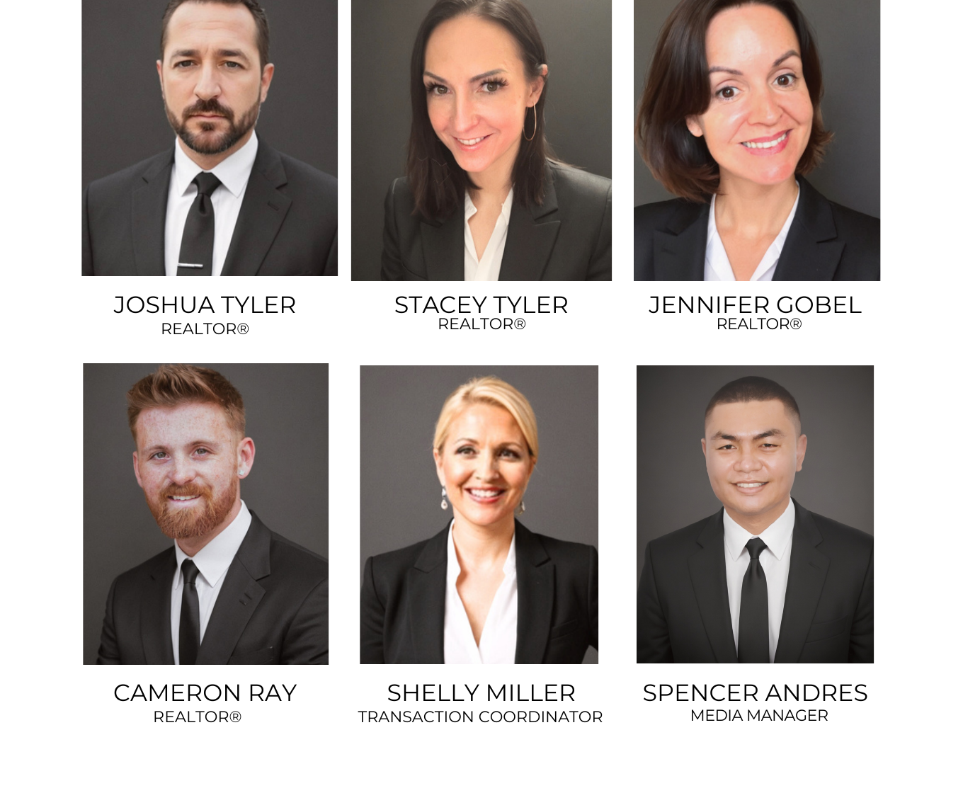 The Tyler Team: Joshua Tyler, Stacey Tyler, Jennifer Gobel, Cameron Ray, Shelly Miller, and Spencer Andres